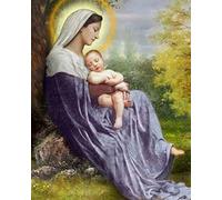 Wingkin adultes broderie point de croix kits femme religieuse marie et enfant DIY débutant canevas point de croix kit 11CT toile pré-imprimé noel décoration de la maison （40x50cm）