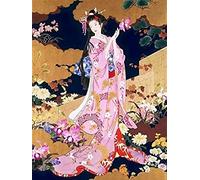 Wingkin adultes broderie point de croix kits geisha japonaise DIY débutant canevas point de croix kit 11CT toile pré-imprimé noel décoration de la maison （40x50cm）