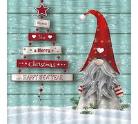 Wingkin adultes broderie point de croix kits Gnome Père Noël DIY débutant canevas point de croix kit 11CT toile pré-imprimé noel décoration de la maison (40x50cm)