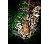 Wingkin adultes broderie point de croix kits guépard animal DIY débutant canevas point de croix kit 11CT toile pré-imprimé noel décoration de la maison （40x50cm）