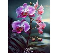 Wingkin adultes broderie point de croix kits Orchidée cloche DIY débutant canevas point de croix kit 11CT toile pré-imprimé noel décoration de la maison （40x50cm）