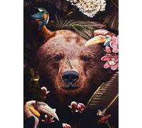 Wingkin adultes broderie point de croix kits ours brun animal DIY débutant canevas point de croix kit 11CT toile pré-imprimé noel décoration de la maison （40x50cm）