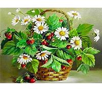 Wingkin adultes broderie point de croix kits panier fleur fleur 4 DIY débutant canevas point de croix kit 11CT toile pré-imprimé noel décoration de la maison （40x50cm）