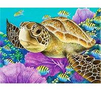 Wingkin adultes broderie point de croix kits tortue de mer DIY débutant canevas point de croix kit 11CT toile pré-imprimé noel décoration de la maison （40x50cm）