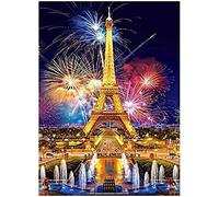 Wingkin adultes broderie point de croix kits vue nocturne de la tour eiffel à paris DIY débutant canevas point de croix kit 11CT toile pré-imprimé noel décoration de la maison （40x50cm）