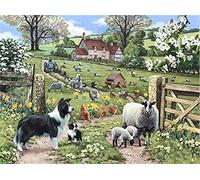 Wingkin Kit Broderie Point de Croix Estampé animaux de la ferme DIY Adultes Débutant Compté Point de Croix Kits 11CT Pré Imprimé Canevas art broderie-40x50cm