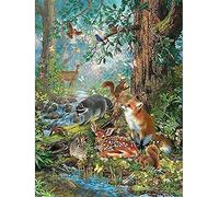 Wingkin Kit Broderie Point de Croix Estampé animaux de la forêt DIY Adultes Débutant Compté Point de Croix Kits 11CT Pré Imprimé Canevas art broderie-(40x50cm)