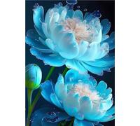 Wingkin Kit Broderie Point de Croix Estampé fleurs bleues DIY Adultes Débutant Compté Point de Croix Kits 11CT Pré Imprimé Canevas art broderie-40x50cm