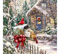 Wingkin Kit Broderie Point de Croix Estampé Maison de neige de Noël DIY Adultes Débutant Compté Point de Croix Kits 11CT Pré Imprimé Canevas art broderie-40x50cm