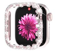 WINGLE Coque de protection d'écran pour Apple Watch de 41 mm, séries 9, 8, 7, trèfle à 4 feuilles en dentelle, protection intégrale à paillettes avec strass pour iWatch femmes, 41 mm, rose original