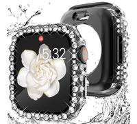 WINGLE Coque étanche 2 en 1 pour Apple Watch de 44 mm, Coque de Protection d'écran de 44 mm, séries 6, 5, 4 SE, Coque de Protection intégrale en Dentelle avec Bords diamantés pour iWatch pour Femme