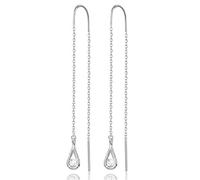 Winglove✦Cadeau Noel Femme✦Bijoux Femme, plaqué or 18 carats en argent sterling 925 CZ boucles d'oreilles creuses en forme de larme pendantes boucles d'oreilles cercle zircone cubique.(White Gold-1)