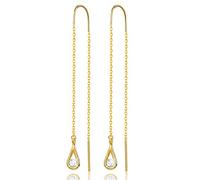 Winglove✦Cadeau Noel Femme✦Bijoux Femme, plaqué or 18 carats en argent sterling 925 CZ boucles d'oreilles creuses en forme de larme pendantes boucles d'oreilles cercle zircone cubique.(Yellow Gold-1)