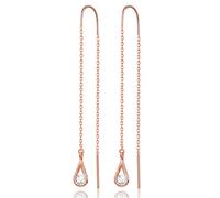 Winglove✦Cadeau Noel Femme✦Bijoux Femme, plaqué or 18 carats en argent sterling 925 CZ boucles d'oreilles creuses en forme de larme pendantes boucles d'oreilles cercle zircone cubique.(Rose Gold-1)