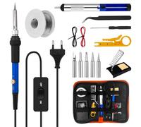 WinGluge Fer à Souder Kit, 60W Kit de Soudure Electrique Avec Interrupteur On/Off, 5 Conseils de Soudage,Temperature Réglable de 200~450℃, pour les Électrotechniques, Les Bricoleurs Professionnels