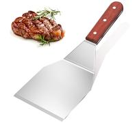 WinGluge Spatule Cuisine, Pizza Enduit Ustensiles de Cuisine Inox, Spatule en Bois Extra Large Barbecue Spatules pour Grillades, Patisserie, Manche Ergonomique, Passe au Lave-Vaisselle