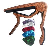 WiNGO Capodastre Guitare Classique Corde Nylon, Couleur Bois, 5 Médiators