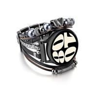 Wingoden Cuir 20mm Band de Montre Compatible avec Samsung Galaxy Watch 4/5/6 - Band/Active 2 - Boho Bracelet de Montre Intelligent pour Femmes et Hommes, Noir Cœur