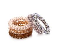 Wingoden Lot de 5 élastiques à cheveux en spirale sans dommages, en plastique pour femme - Sans plis - Pour queue de cheval - Marron