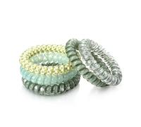 Wingoden Lot de 5 élastiques à cheveux en spirale sans dommages, en plastique pour femme - Sans plis - Pour queue de cheval - Vert