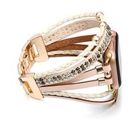 Wingoden Posh Leather Band Compatible with Apple Watch Band Bracelet 42mm 41mm 40mm 38mm for Women Men, Wrap Boho Watch Strap for iWatch Band Series 11 10 9 8 7 6 5 4 3 2 1 SE3 Ultra 3, Beige Rivet