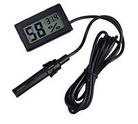 WINGONEER 2-in-1 Digital LCD intégré thermomètre hygromètre avec Externe pour Reptile Incubateur Aquarium Volaille - Noir