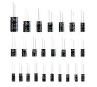 WINGONEER 25 Valeurs 16V 25V 50V 1uF à 2200uF Condensateurs électrolytiques Assortiment assorti Kit Set Noir - 125PCS