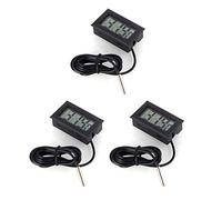 WINGONEER 3Pcs Thermomètre Digital LCD Moniteur de température avec sonde Externe pour Réfrigérateur Congélateur Réfrigérateur Aquarium -Black