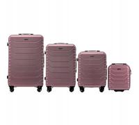 Wings Crake Lot de 4 valises en cabine, 100 % polycarbone indestructible, grandes, moyennes, cabines, pour avion, rose, Rose, 4 SET, Valise