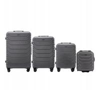 Wings Crake Lot de 4 valises en cabine, 100 % polycarbone indestructible, grises, gris, 4 SET, Valise
