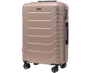 Wings Crake Valise moyenne 61 cm - Bagage de voyage pour avion - 4 roulettes pivotantes - 100 % polypropylène indestructible - Doré, or, m, Valise