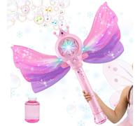 Wings Design Bubble Wand Machine Stick, Musical Light-Up Automatic Foam Maker Toy for Kids Christmas Parties Garden Birthday Indoor Outdoor Pool Or Backyard Play, 1 Piece