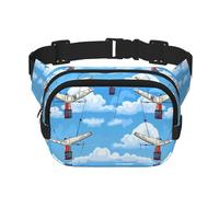 Wings in the Sky Sac à bandoulière de voyage Fitness Sac banane tendance et décontracté Sac banane carré double couche Noir Taille unique, Noir/blanc, One Size