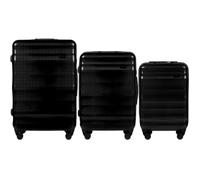 WINGS Lot de 3 Bagages VULTURE Polycarbonate Léger et Durable Ensemble de Bagages avec Serrure TSA 4 Roues 360° Poignée Télescopique Tailles S M L, noir, 3 SET, Mallette