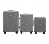 WINGS Lot de 3 Rouleaux Grand Moyen Petit PHOENIX Gris Polypropylène Léger et Durable, TSA 4 Roulettes Fermeture À Glissière 360° Poignée Télescopique