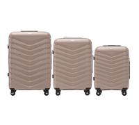 Wings Valise à coque rigide légère à roulettes avec serrure et roulettes, beige, SET 3, Valise