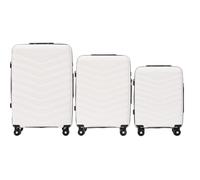 Wings Valise à coque rigide légère à roulettes avec serrure et roulettes, Blanc, SET 3, Valise