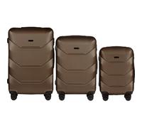 Wings Valise à coque rigide légère à roulettes avec serrure et roulettes, marron, SET 3, Valise