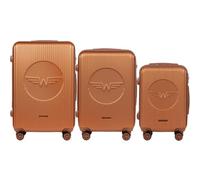 Wings Valise à coque rigide légère à roulettes avec serrure et roulettes, marron, SET 3, Valise