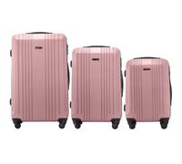 Wings Valise à coque rigide légère à roulettes avec serrure et roulettes, Rose, SET 3, Valise