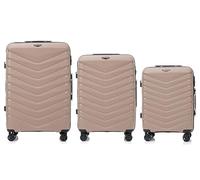 Wings Valise rigide | Valise de voyage et trolleys | Valise à roulettes ultra légère avec roulettes | Valise trolley bagage à main | Valise rigide avec serrure | pour avion, marron, SET 3, Valise