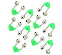 Wingsflying Lot de 10 sonnettes d'alarme extra puissantes pour canne à pêche Vert argenté