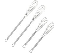 Wingsflying Lot de 4 mini fouets de cuisine en fil de fer pour œufs, sauces, mini-fouets argentés de 12,7 cm et 17,8 cm