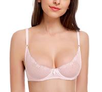 Wingslove Femme Soutien Gorge Maille Demi Bonnet Bralette avec Armature Non Rembourré