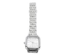 WINH Horloge DE Quartz pour Femmes Carrées, Objectif Transparent HD Facile à Lire en Acier Strape Femmes DE PRÉCISION Temps DE Précision pour la Vie Quotidienne pour Les (Silver)