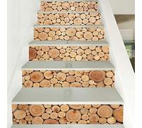 Winhappyhome 6 Pcs/Set Plinthes Plinthes Ligne Stickers Muraux Stair Steps Sticker DéCoratif (Stacked Crude Wood)