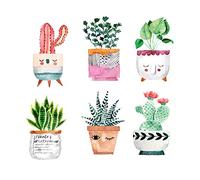 Winhappyhome 6Pcs/Set Plantes Succulentes Stickers Muraux pour Chambre Salon FenêTre En Verre DéCoratif Art Stickers