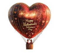 Winhappyhome Autocollants muraux pour la Saint-Valentin - Décoration de chambre, boutique, restaurant - Motif montgolfière en forme de cœur