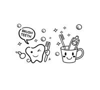 Winhappyhome Brosse à dents dent Stickers muraux pour salle de bain à laver pièce carrelage Miroir Fond Autocollant amovible Décoration Stickers