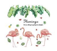 Winhappyhome Flamingo Wall Art Autocollant pour Chambre Salon DéCoration DéCor Fond Amovible Stickers